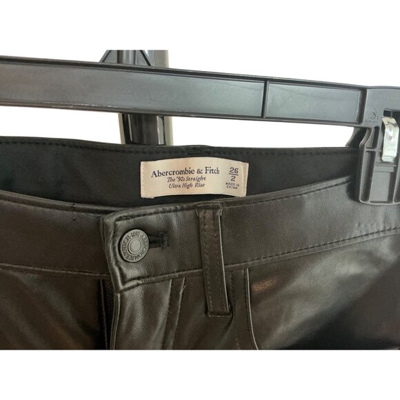 Abercrombie & Fitch Black Faux Leather Pants Y2K Womens Size 26/2 - Picture 3 of 3